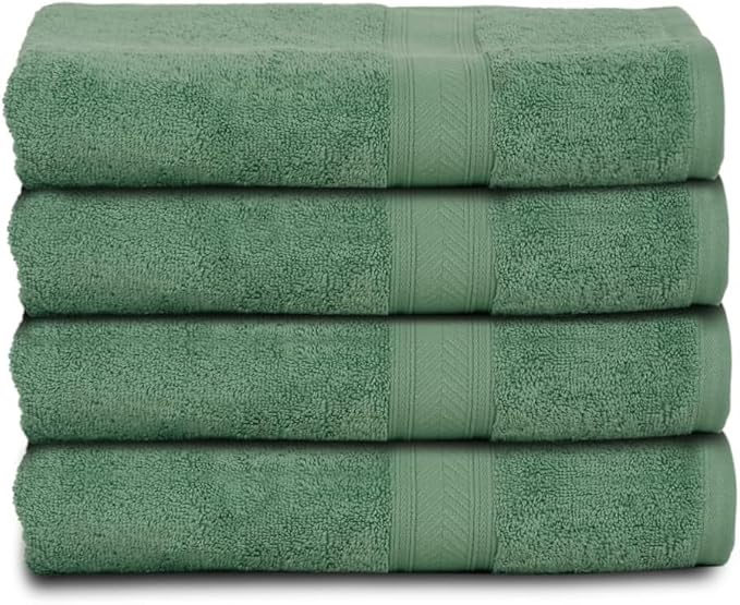 Casa Lino 4 Pack Hand Towels for Bathroom, 18"x28", 100% Cotton, Ultra Soft & Highly Absorbent, Premium Luxury Towels for Gym, Shower, Hotel, New Apartment Essentials, Green