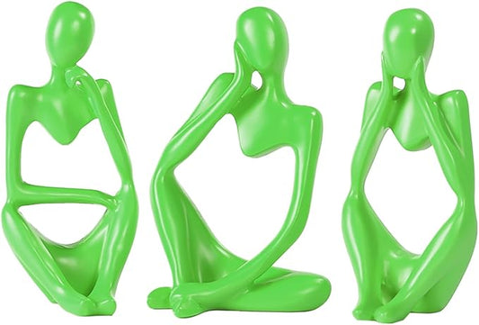 Thinker Statue Gold Decor Abstract Art Sculpture, Golden Resin Collectible Figurines for Home Living Room Office Shelf Decoration,Great Gifts Ideas (Light Green)