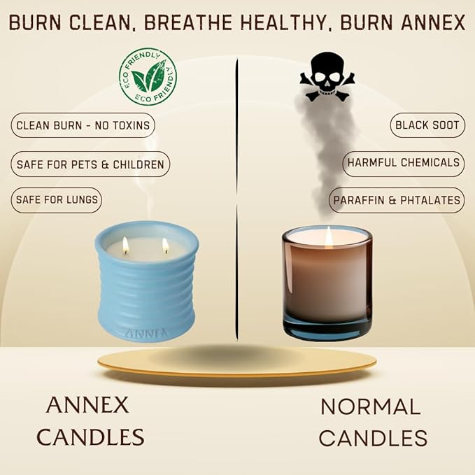 Scented Luxury Candles in Handmade Ceramic Jars, Soy Wax | Day On The Sea – Cypress & Cedar, Large Candle | Non Toxic, 2 Wicks, Reusable Big Blue Jar | Natural Spring Aromatherapy for Women & Men