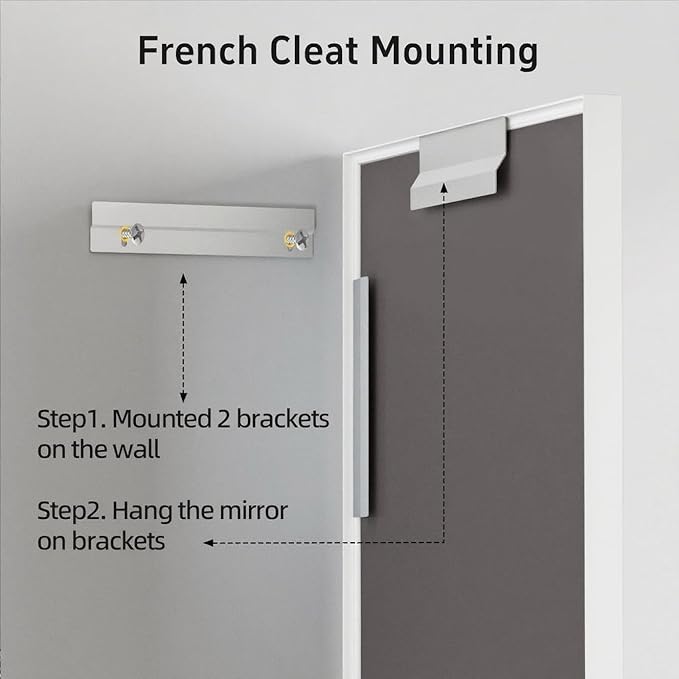 22x30 Inch White Bathroom Mirrors for Over Sink, Rectangle Mirror, Metal Framed, Wall Mounted, Modern Vanity Mirror, HD Tempered Glass (Horizontal/Vertical)