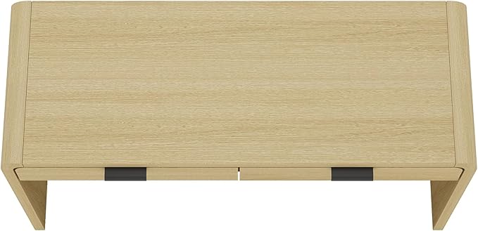 Manhattan Comfort Grace 54" Modern Home Office Desk with Drawers, Metal Handles, and Ample Workspace, Stylish Wood Table for Writing, Vanity, Work or Study, Natural Oak & Black