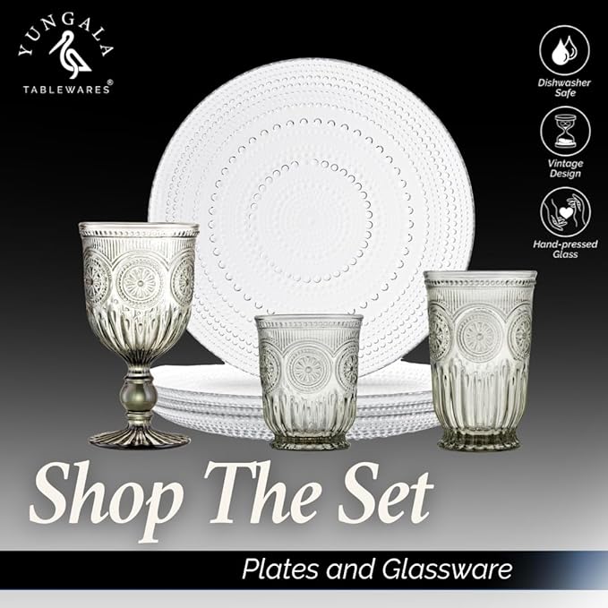 Yungala Black Wine Glasses set of 6 smoke glass goblets, black glassware made from dishwasher friendly colored glass smoke - black goblets