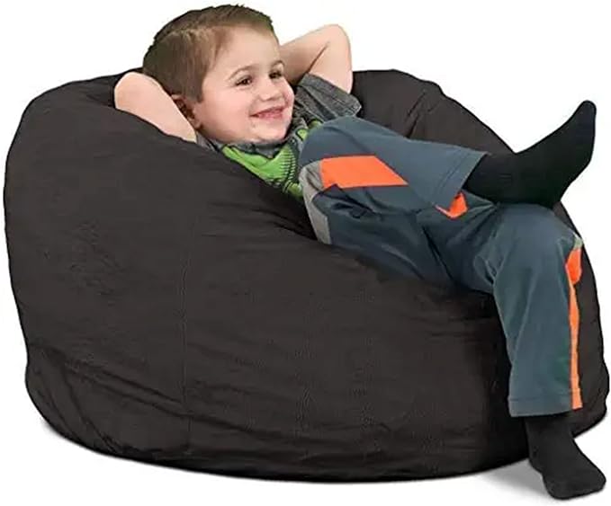 ULTIMATE SACK Kids Bean Bag Chair, Oversize Bean Bag Chair for Adults, Comfy Chair Bean Bag Couch Lounge Sofa Loveseat Furniture | Grey Suede