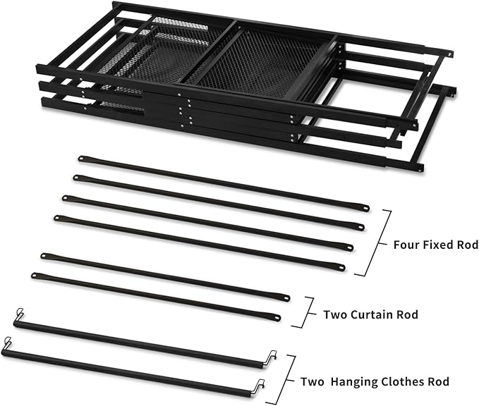 Portable Closet Rack Heavy-Duty Foldable Garment Racks with Cover 1200lbs Enclosed Wardrobe Closet with Independent Area for Hanging Clothes Storaging of Bedding (59in*20in*67in)
