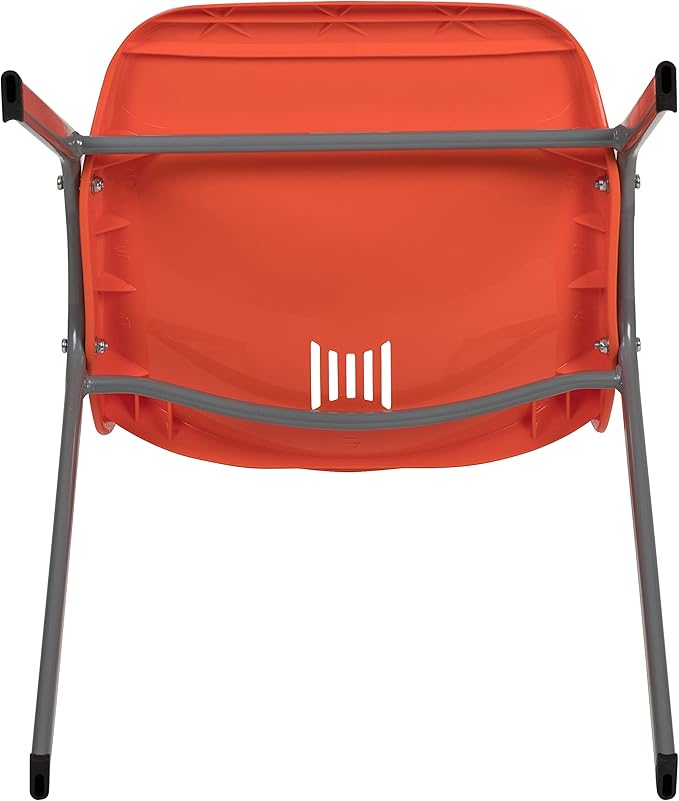 EMMA + OLIVER Orange Ergonomic Shell Student Stack Chair - Classroom Chair/Office Guest Chair