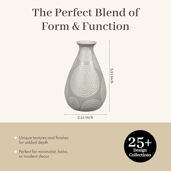 Young's Inc Ceramic Vase, Boho Style Vases for Flowers, Minimalist Vases for Centerpieces, Entryway, Home Decor, Table, Living Room Decor, Shelf Décor