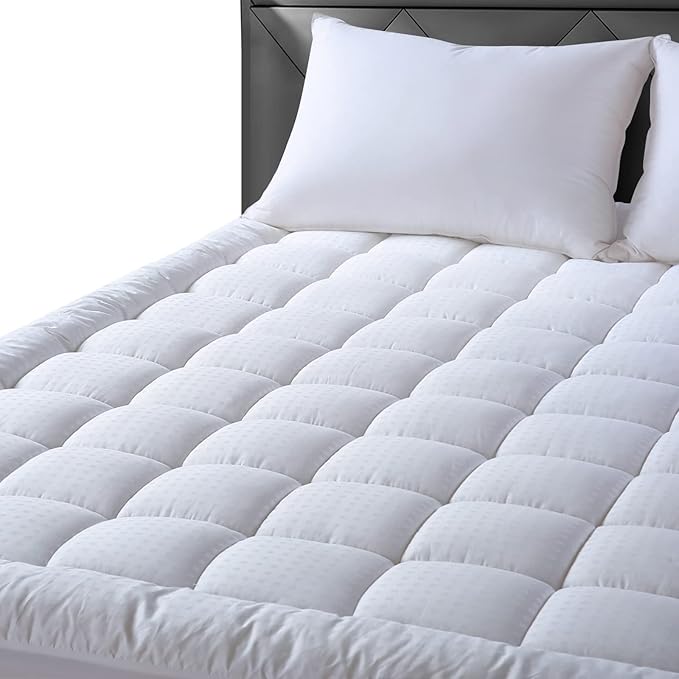 EASELAND Full XL Mattress Pad Pillow Top Mattress Cover Quilted Fitted Mattress Protector Extra Long Cotton Top 8-21" Deep Pocket Cooling Mattress Topper (54x80 Inches, White)