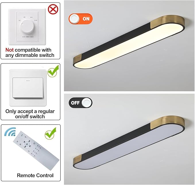 Tioolo Dimmable LED Ceiling Lights Flush Mount Ceiling Light 4FT LED Wraparound Light with Remote Linear Light Fixture for Kitchen Laundry Closet Garage Office Hallway (60W/3000-6500K)