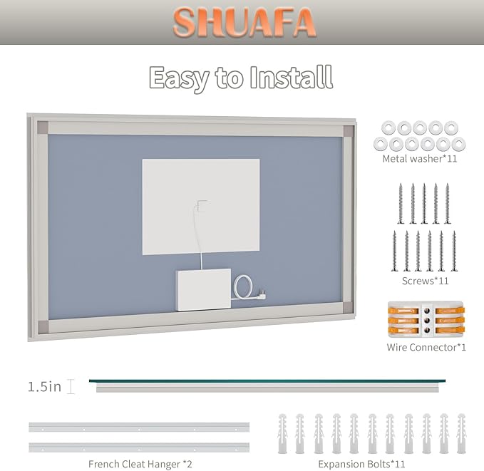 LED Mirror for Bathroom, 66x36 Inch Backlit + Front Lighted Bathroom Vanity Mirror with Lights for Wall, Double Light Strips, 3 Colors, Shatter-Proof, Anti-Fog and Brightness Memory