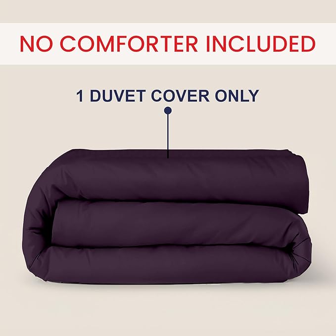 Kotton Culture 120"x120" 1 Pc Super King Plus/Super Oversize King Duvet Cover Only 100% Egyptian Cotton - 600 TC Comforter Cover, Zipper Closure & Corner Ties - Fits Only Extra Large Inserts - Plum