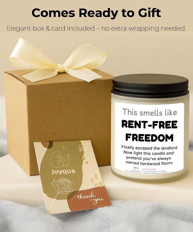 Housewarming Gifts New Home–7oz Lavender Candle, Cozy Aromatherapy Decor, Gift for Friends, Family & New Homeowners, House Essentials for New Home, New House Essentials by Joyqua, White