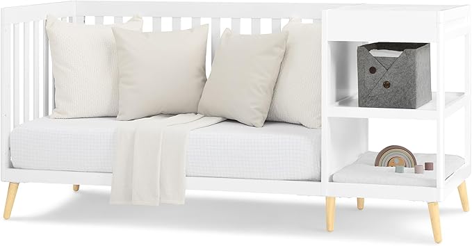 Delta Children Essex 4-in-1 Convertible Crib and Changer, Bianca White w/Natural