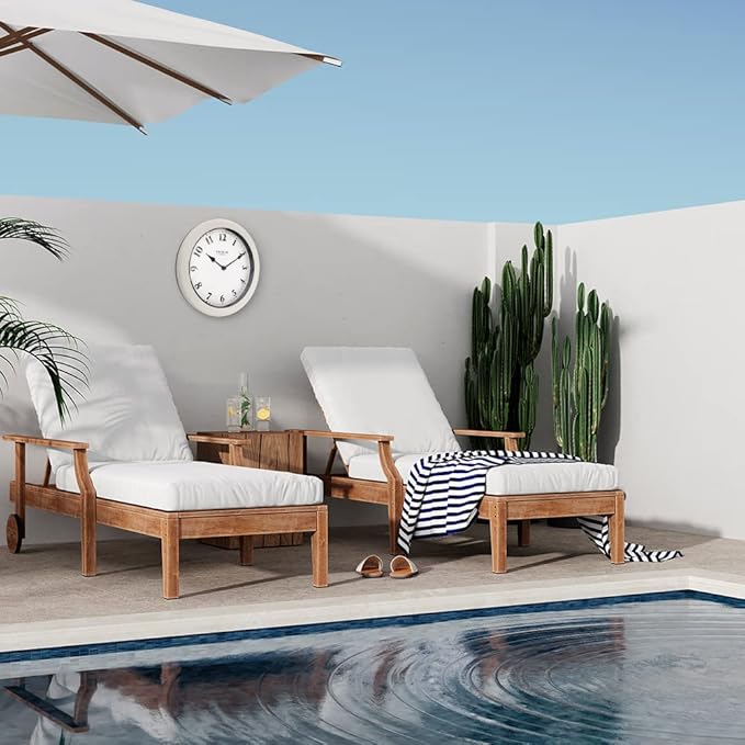 8.26" Nordic Indoor/Outdoor Clock, Waterproof & Dustproof, Modern Style, Snowberry White Color (Qualified for Bathroom and All Outdoor Area)