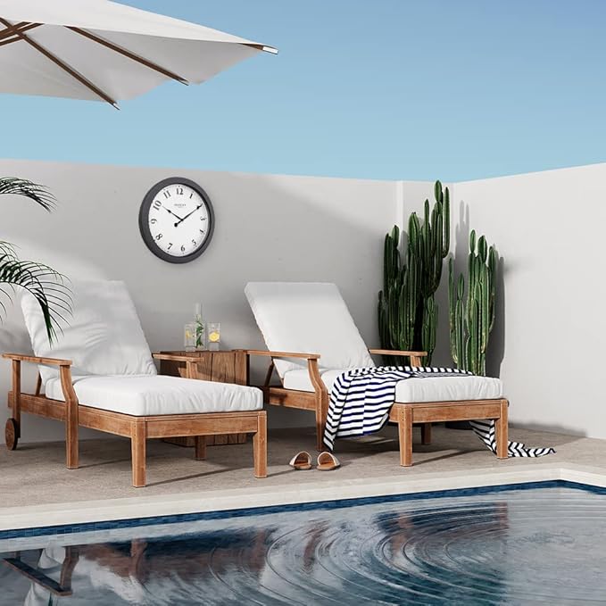 Nordic 10.4 Inch Small Indoor/Outdoor Clock, Waterproof & Weatherproof Clock for Bathroom,Patio and Pool,Modern Style,Gray Sandstone Finish