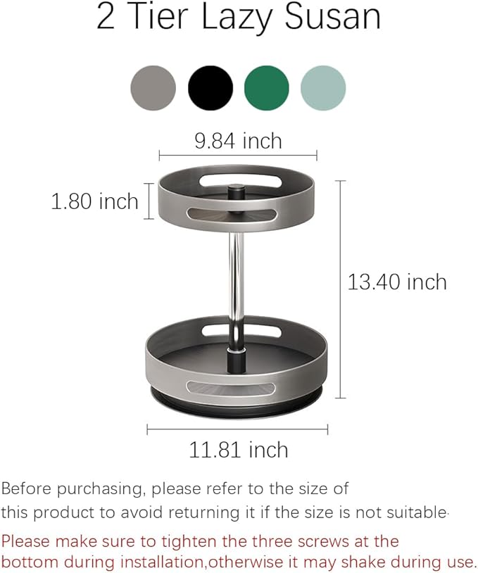 2 Tier Lazy Susan Organizer for Kitchen,Turntable for Cabinet,Turntable Organizer for Cabinet Pantry Table Organization