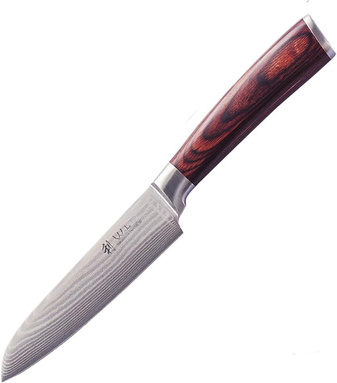 Wakoli Damascus Small Santoku Knife 5-inch - 67-Layer VG10 Core Steel, Razor Sharp Blade with Pakkawood Handle, Multi-Purpose Kitchen Knife for Meat, Vegetables & All Tasks (EDIB)