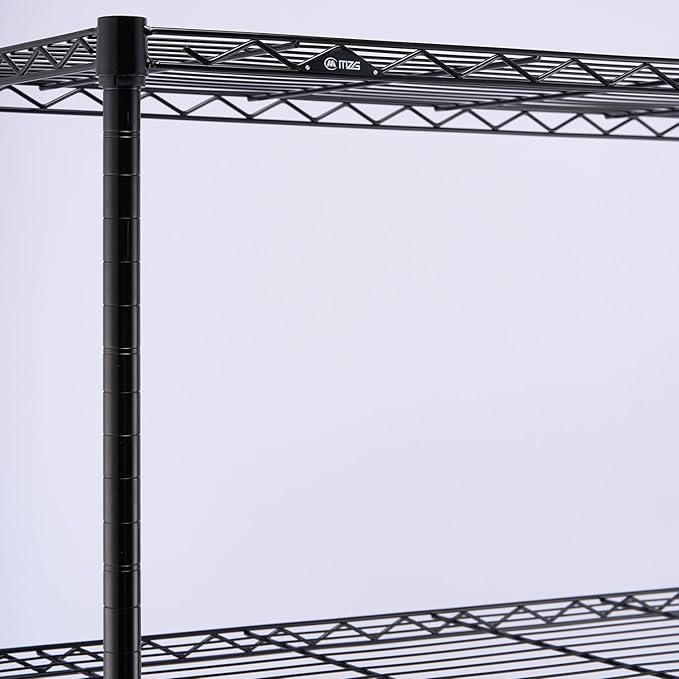 Heavy Duty Rolling Garment Rack 3 Tiers Adjustable Wire Shelving Clothes Rack with 1 Rods and Side Hooks,Storage Closet Clothing Rack Black 15.7" D x 43.3" W x 76.5" H