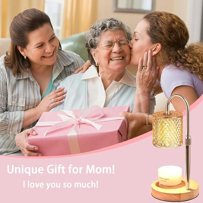 Candle Warmer Lamp with Timer Dimmer Adjustable Height for New Home House Bedroom Decor,Wax Melt Warmer with 2 Bulbs for Jar Candles, Gifts for Mom Women Friend Sister Birthday | Champagne Gold