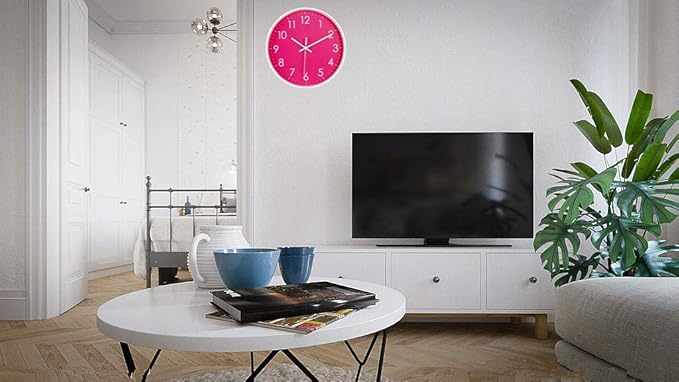 10-Inch Modern Simple Wall Clock Indoor Silent Non-Ticking Quartz Quiet Sweep Movement Battery Operated Wall Clock for Office/Kitchen/Bedroom/School Decorative