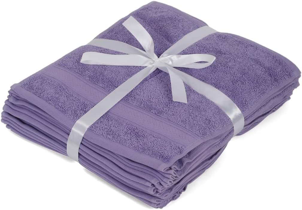 Casa Lino Face Towels & Body Wash Cloths for Showering - 100% Cotton Wash Cloths for Bathroom - Highly Absorbent & Quick Drying Washcloth Set - Cotton Washcloths 24 Pack (12" x 12") - (Purple)