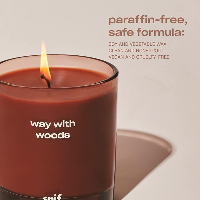 Way with Woods Luxury Scented Candle by Snif, Inviting, Crisp Scent, 50+ Hours, 100% Cotton Fiber Wicks, Soy Wax Blend, Non-Toxic, Vegan, 8.5 oz