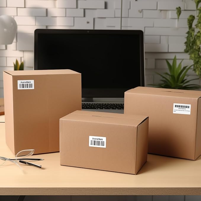 12 Rolls 12000 Labels 2.25" x 1.25" Direct Thermal Labels - AveneMark Perforated for Barcode Address Labels - Postage Shipping Labels Compatible with Rollo & Zebra Desktop Printers,1000 Labels/Roll