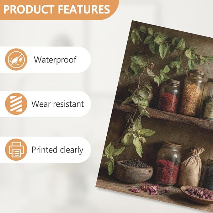 RPSIRVFO Herbs Wall Art Oil Painting Unframed Herbs and spices display Perfect for Home Decor Ideal for Dining Room or Hallway Decoration