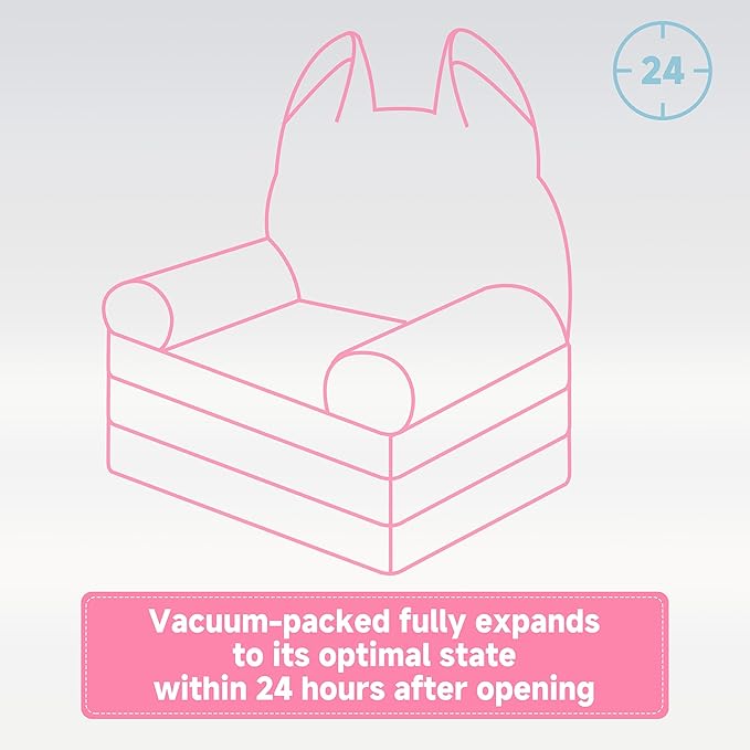 MONKISS Kids Couch, Comfy Toddler Chair, 2 in 1 Fold Out Kids Sofa to Lounger, Baby Sleeper Chair, Toddler Furniture, Birthday Gifts for Boys and Girls, 1~4 Years Old, Cute Fox