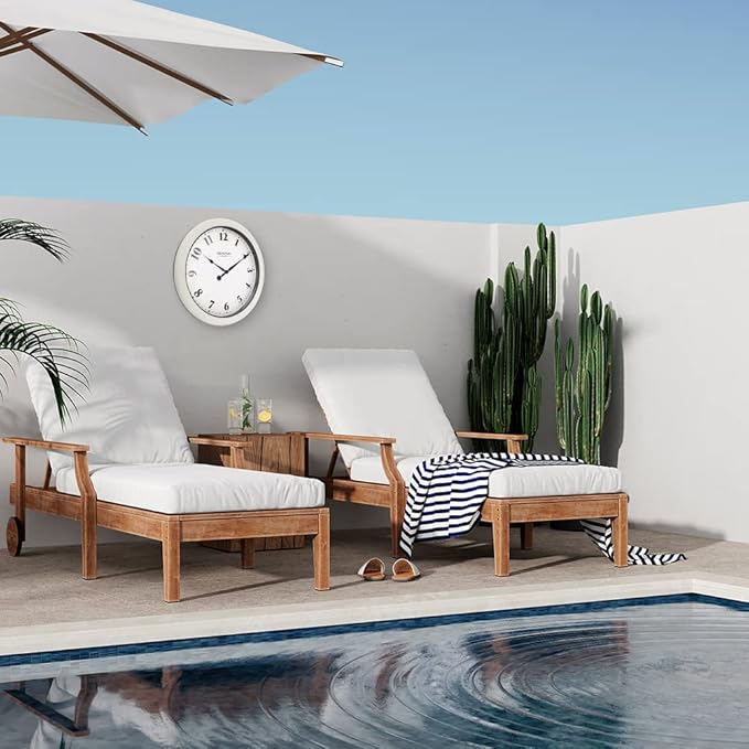 10.4" Small Modern Indoor/Outdoor Wall Clock, Waterproof & Weatherproof Clocks for Bathroom, Porch, Patio and Pool Decor,Snowberry White