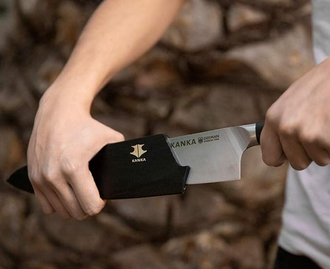 KANKA Professional 8 inch Chef Knife – High Grade 1.4116 Stainless Steel, Ultra-Premium G-10 Fiberglass Handle, Premium Wood Sheath Included – Essential Kitchen Knife for Chefs