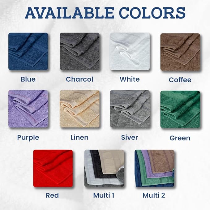 Casa Lino Silver Grey Bath Towels Set of 4 (54" x 27") - Large Bathroom Towel Set - 100% Cotton Towels for Bathroom - Highly Absorbent & Quick Dry Bath Towel Multipack - New Apartment Essentials