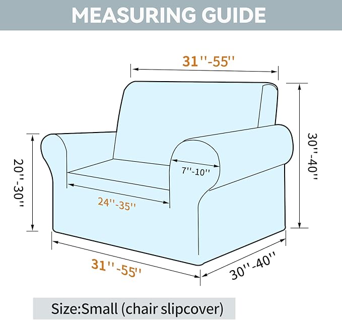 LURKA Stretch Chair Sofa Slipcovers 1 Piece Couch Covers for Sofa Furniture Protector Full Sofa Covers with Elastic Bottom for Kids and Dog (Small, Grey)