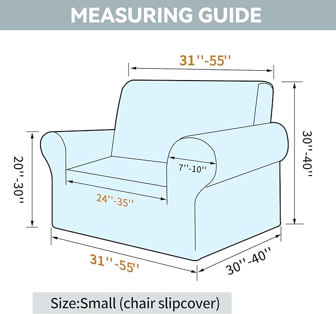 LURKA Stretch Chair Sofa Slipcovers 1 Piece Couch Covers for Sofa Furniture Protector Full Sofa Covers with Elastic Bottom for Kids and Dog (Small, Pumpkin)