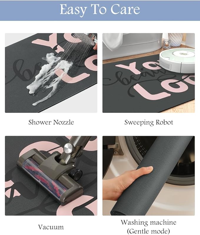 MontVoo-Bath Mat-Bathroom Mat Rug Non Slip Super Absorbent Stain Resistant Quick Dry Thin Bathroom Rug-Bath Mats for Bathroom Floor Bathtub Vanity-Bathmat Bath Rug Easy Care 17"x27" Pink