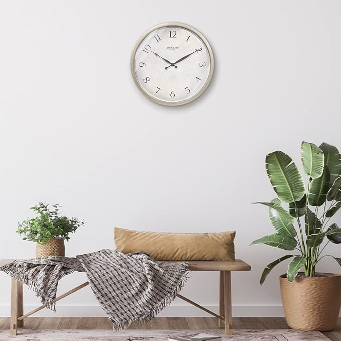 12 Inch Small Modern Farmhouse Wall Clock, Non Ticking Silent Clock, Modern and Vintage (Morning Silver)