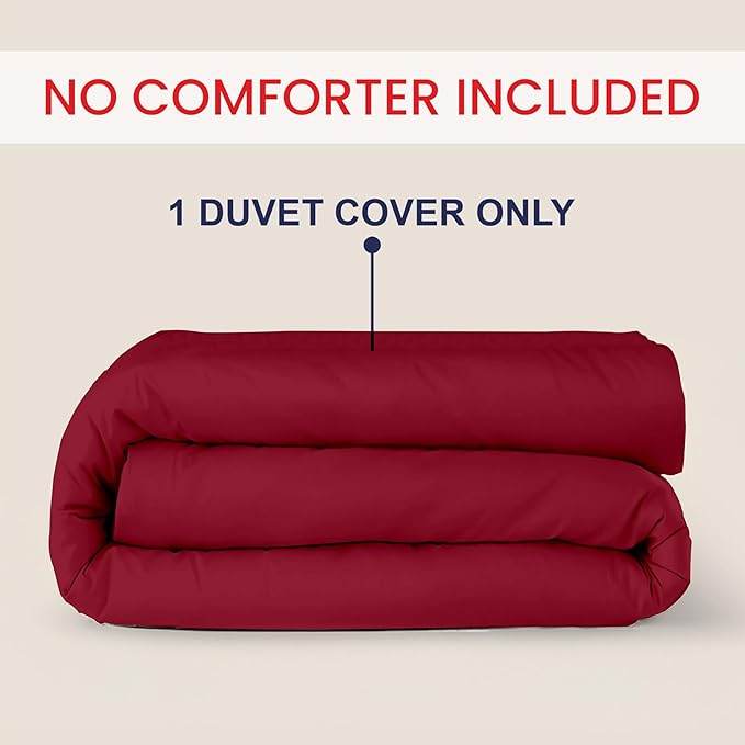 Kotton Culture 1 Pc King Size Duvet Cover Only -100% Egyptian Cotton Sateen 600 Thread Count Ultra Soft Premium Durable Comforter Cover Zipper Closure & Corner Ties (Red Burgundy, King 102"x94")