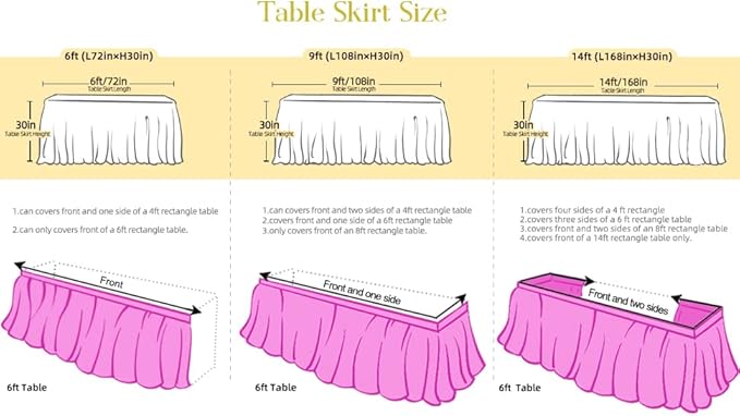2 Pack 6ft Blue Tulle Table Skirts for Rectangle Tables or Round Tables Blue Tutu Tablecloth Cover for Baby Shower Boy Birthday Party Wedding Cake Dessert Table Decorations