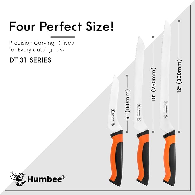 10-Inch Offset Serrated Bread Knife, Premium High Carbon Stainless Steel Blade Knife for Bread with Ergonomic Handle, NSF Certified, DT-31 Series, Orange