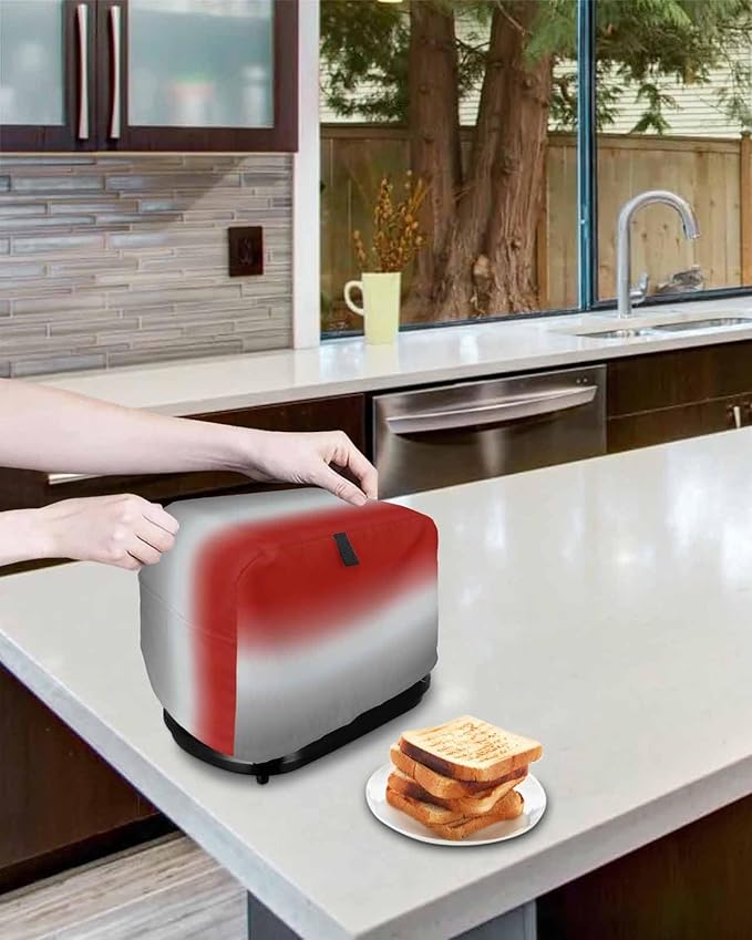 Toaster Cover 2 Slice Red Grey Ombre Toaster Oven Cover with Pockets Gradient Gradual Color Dustproof Bakeware Protector Small Kitchen Appliance Dust Covers and Fingerprint Protection for Women