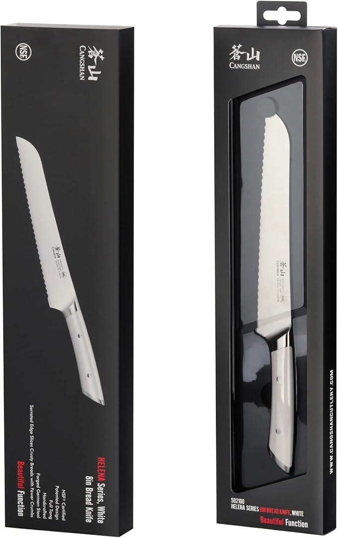 Cangshan HELENA Series 502100 German Steel Forged 8" Bread Knife (White)