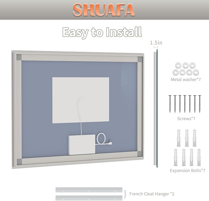 LED Mirror for Bathroom, 55x40 Inch Backlit + Front Lighted Bathroom Vanity Mirror with Lights for Wall, Double Light Strips, 3 Colors, Shatter-Proof, Anti-Fog and Brightness Memory