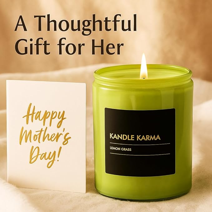 Luxury Soy Wax Candle, Lemongrass Scented Candle Gifts for Women, Non-Toxic, Highly Scented & Long Lasting Upto 35 Hours Burning Time Natural Large Aromatherapy Bathroom Candles: 250 Oz