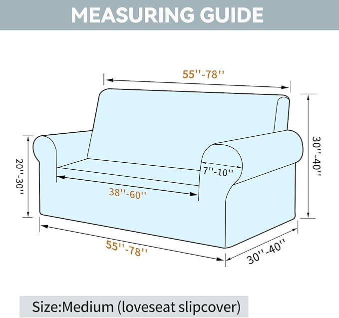 LURKA Stretch Loveseat Sofa Slipcovers 1 Piece Couch Covers for Sofa Furniture Protector Full Sofa Covers with Elastic Bottom for Kids and Dog (Medium,Peacockblue)