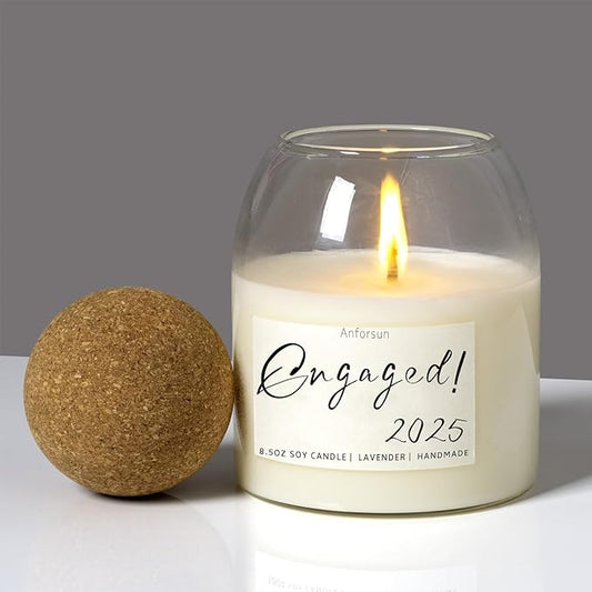 Engagement Gifts,Engagement Gifts for Couples,'Engaged 2025' Candle - 8.50oz Soy Wax, Long-Lasting 60-Hours,Lavender
