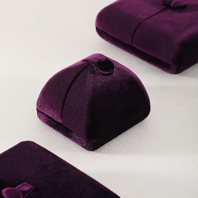 Velvet Ring Box,Engagement Jewelry Gift Boxes Holder for Women,Ceremony Rings Display for Proposal,Wedding Day Case (Purple)