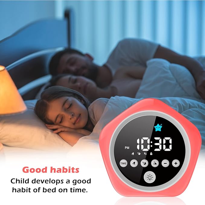 Kids Alarm Clock, Ok to Wake Clock for Kids, Toddler Sleep Training Alarm Clock with Red Green Light, Teaches Time Management & Bedtime Routine, Perfect Clock Gift for Kids