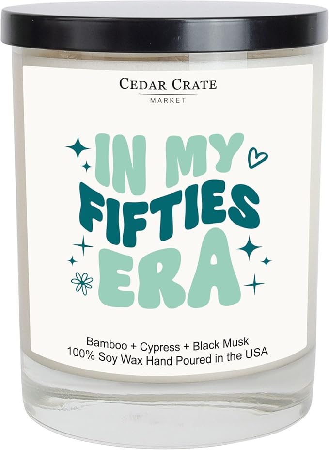 50th Birthday Gifts for Women | in My Fifties Era | Funny Scented Candle for Best Friend, BFF, Sister, Husband, Wife, Women, Men, Coworker, Gift for 50 Year Birthday, Christmas - Lavender, Lemongrass
