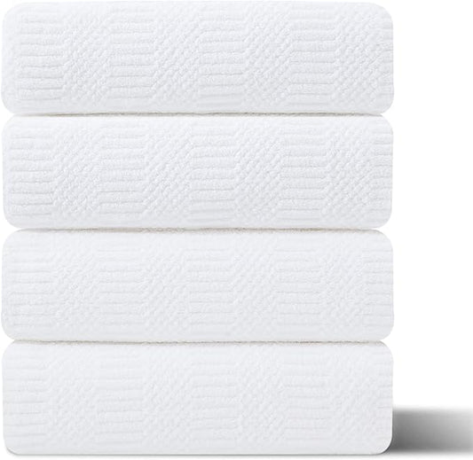 4 Piece Extra Large Bath Towels Set 35x70 Inches, White Oversized Soft Bath Sheet Towels 600 GSM Highly Absorbent Quick Dry Towels Set for Bathroom Hotel Spa