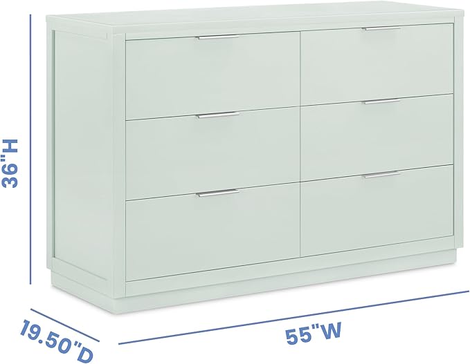 Delta Children Nest Crib and Dresser Nursery Furniture – 4-in-1 Convertible Crib | Forever 6 Drawer Dresser with Changing Top | Light Sage