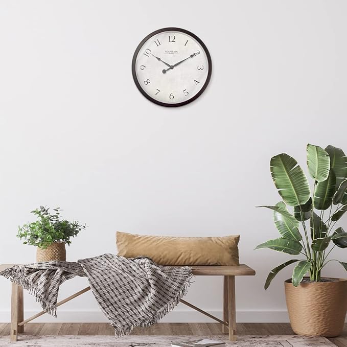 10 Inch Small Modern Farmhouse Wall Clock, Non Ticking Silent Clock for Bedroom, Modern and Vintage Style (Oil Rubbed Bronze)